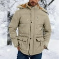 thumbnail image 1 of Sookity Mens Fashion Jackets and Coats Hooded Waterproof Winter Jackets Heavyweight Puffer Jackets Fleece Lined Comfy Jacket Winter Thicken Outdoor Coats with Pockets chumpas para hombre Beige,M, 1 of 5