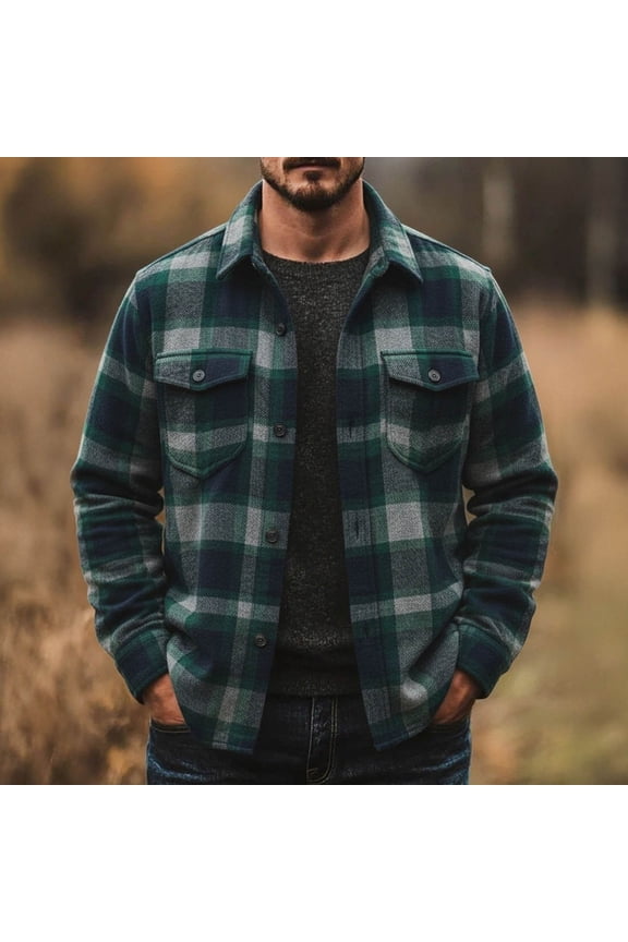 Mens Flannel Shirt Button Down Jackets Plaid Big and Tall Slim Shirts Casual Work Shirts Casual Long Sleeve Shirts Henley Shirts with Chest Pockets Green,M camisas para hombres de vestir