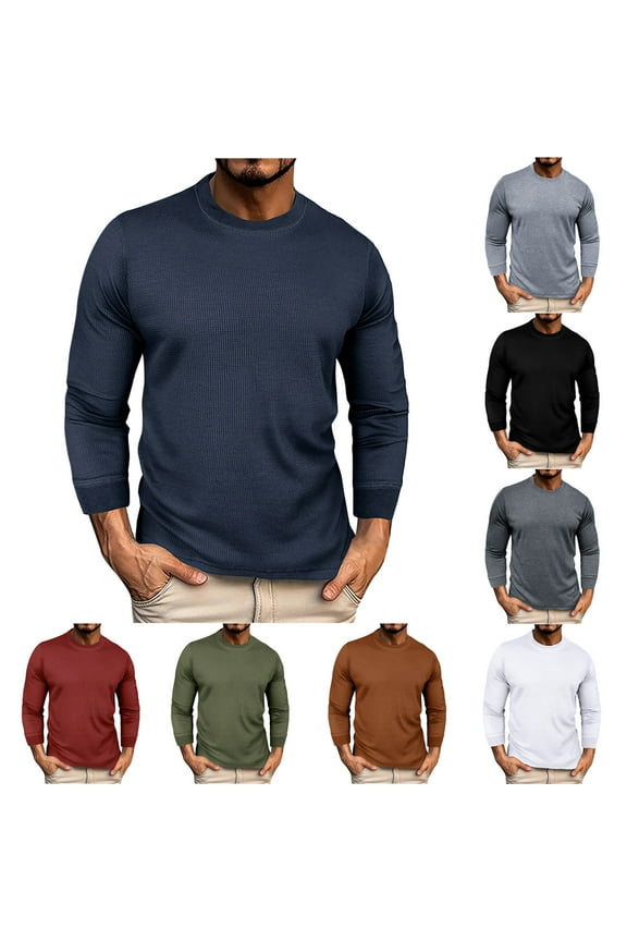 Mens Henley Long Sleeve Shirts Casual Crew Neck Tee Shirts Solid Color Button Up Shirt Loose Fit Work Street Outwear Mens Shirts Long Sleeve White,M