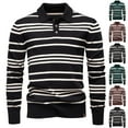 thumbnail image 1 of Sookity Mens Long Sleeve Polos Shirts Big and Tall Button Down Shirts Henley Shirts for Men Striped Basic Pullover Tops Fashion Henley Shirts Coffee,M camisa vestir hombre, 1 of 7