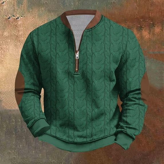 Sookity Mens Polos Sweatshirt Half Zip Up Long Sleeve Shirts Color Block Comfy Business Shirts Big and Tall Dress Shirt Casual Comfy Pullover Tops Green,XXXXXL
