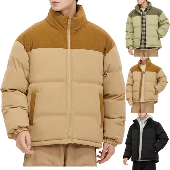 Sookity Mens Warm Puffer Jacket Waterproof Zip up Hooded Lightweight Jacket Windproof Warm Puffy Jacket Winter Full Zip Hooded Coat Puffer Winter Jackets,abrigo hombre Army Green L