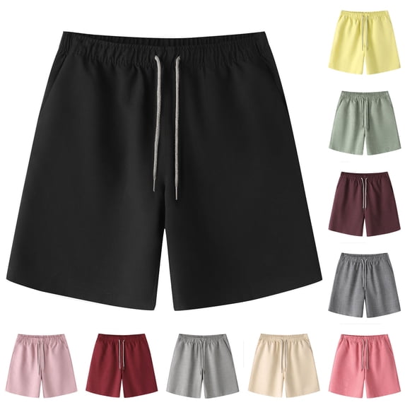 Sookity Mens Wide Leg Summer Shorts Casual Beach Shorts for Vacation Casual Elastic Waist Relaxed Fit Shorts Drawstring Shorts with Pockets Dark Gray,XL