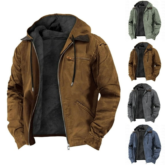 Sookity Mens Zip up Hoodie Fleece Lined Warm Comfy Hooded Sweatshirts Casual Fashion Sherpa Lined Fall Winter Hooded Jackets with Pockets Army Green,XL