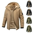 thumbnail image 1 of Sookity Mens Zip up Hoodie Jackets Fleece Sherpa Lined Jackets Heavyweight Winter Clothes Fall Fashion Jackets Big and Tall Winter Fleece Parka Jackets with Pockets Army Green,S, 1 of 4