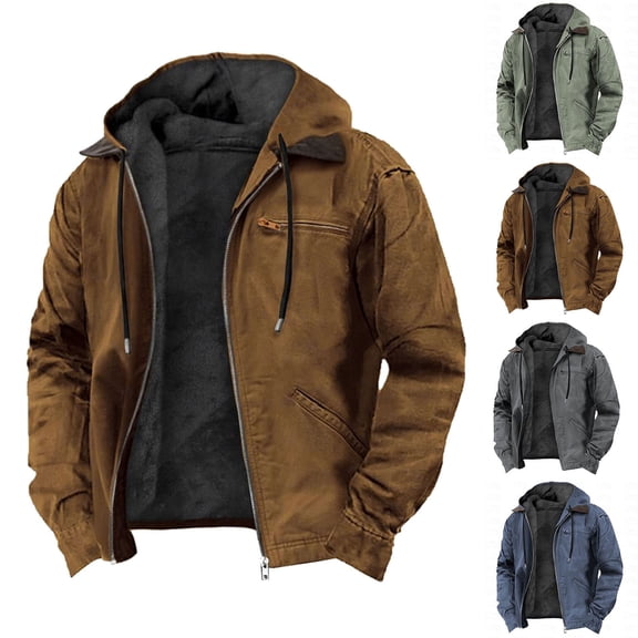 Sookity Mens Zip up Hoodie Fleece Lined Warm Comfy Hooded Sweatshirts Casual Fashion Sherpa Lined Fall Winter Hooded Jackets with Pockets Gray,XXXL