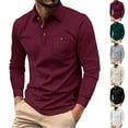 thumbnail image 1 of Sookity Mens Polos Shirts Lapel Collared Henley Shirts Big and Tall Long Sleeve Tops Business Casual Tops Slim Fit Waffle Knit Shirts Black,S playeras de trabajo, 1 of 8
