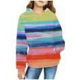 thumbnail image 1 of Sookity Rainbow Hoodie Sweatshirts for Girls Soft Long Sleeve Pullover Tops Stylish Striped Top Drawstring Sweatshirt with Pockets Blue,4 Years Girl Gifts, 1 of 4