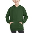 thumbnail image 1 of Sookity Solid Hoodies for Girls Long Sleeve Oversized Hoodie Casual Lightweight Pullover Tops Comfy Kids Crewneck Sweatshirt with Pocekts Army Green,4 Years Girl Clothes, 1 of 6