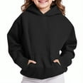 thumbnail image 1 of Sookity Solid Hoodies for Girls Long Sleeve Oversized Hoodie Casual Lightweight Pullover Tops Comfy Kids Crewneck Sweatshirt with Pocekts Black,7 Years Boys Gifts, 1 of 8