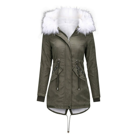 Sookity Winter Coats for Women Warm Sherpa Lined Parkas Jacket Plush Zipper Hooded Jacket Comfy Wool Coats with Pockets