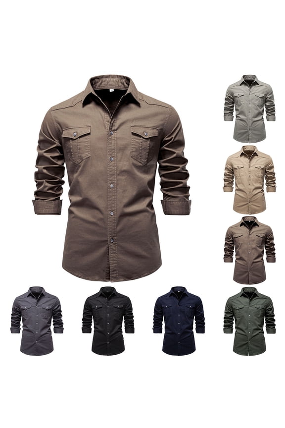 polos Shirts for Mens Casual Button Down Shirts with Chest Pockets Cowboy Tee Shirts Long Sleeve Mock Turtleneck Shirts Fall Spring Blouses Outwear Jackets Dark Gray,XS camisas de vestir