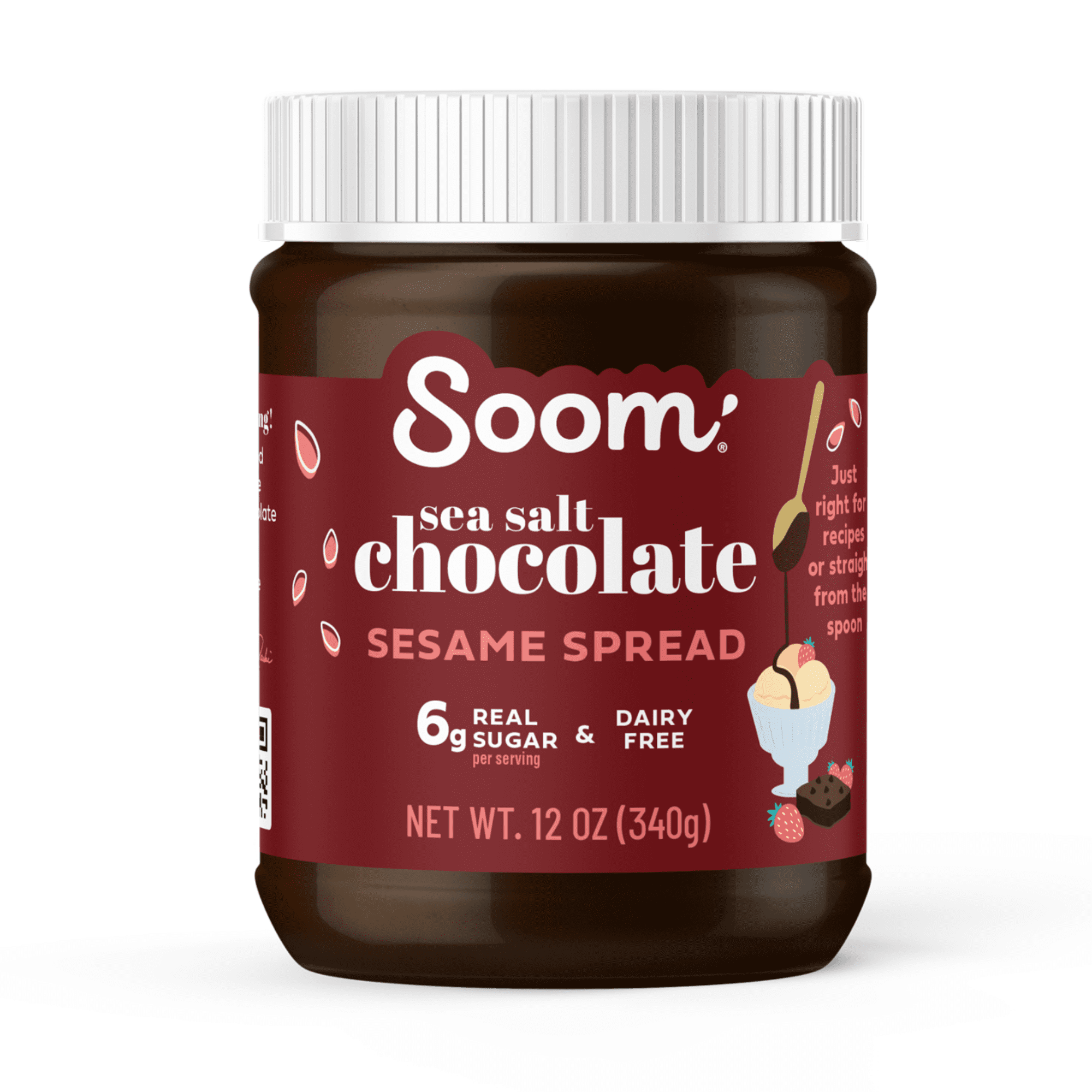 Soom Foods Creamy Chocolate Sea Salt Tahini Sesame Paste Spread, 12 oz Jar (Nut-Free Dairy-Free)