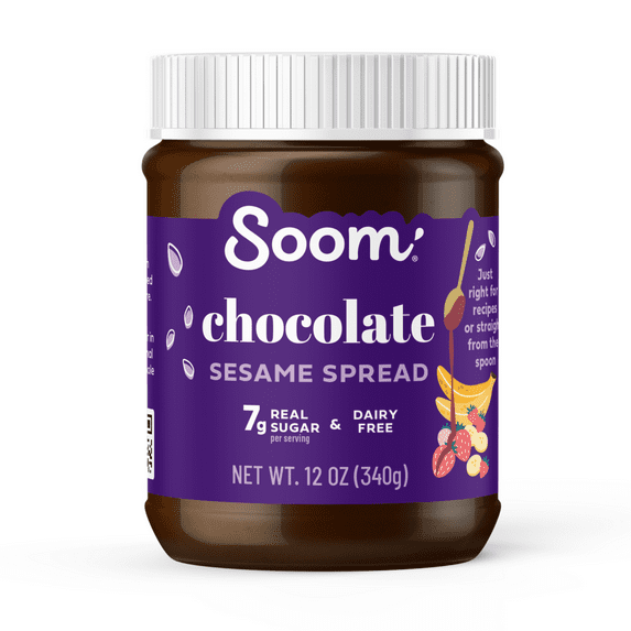 Soom Foods Creamy Chocolate Sesame Spread Paste, 12 oz Jar