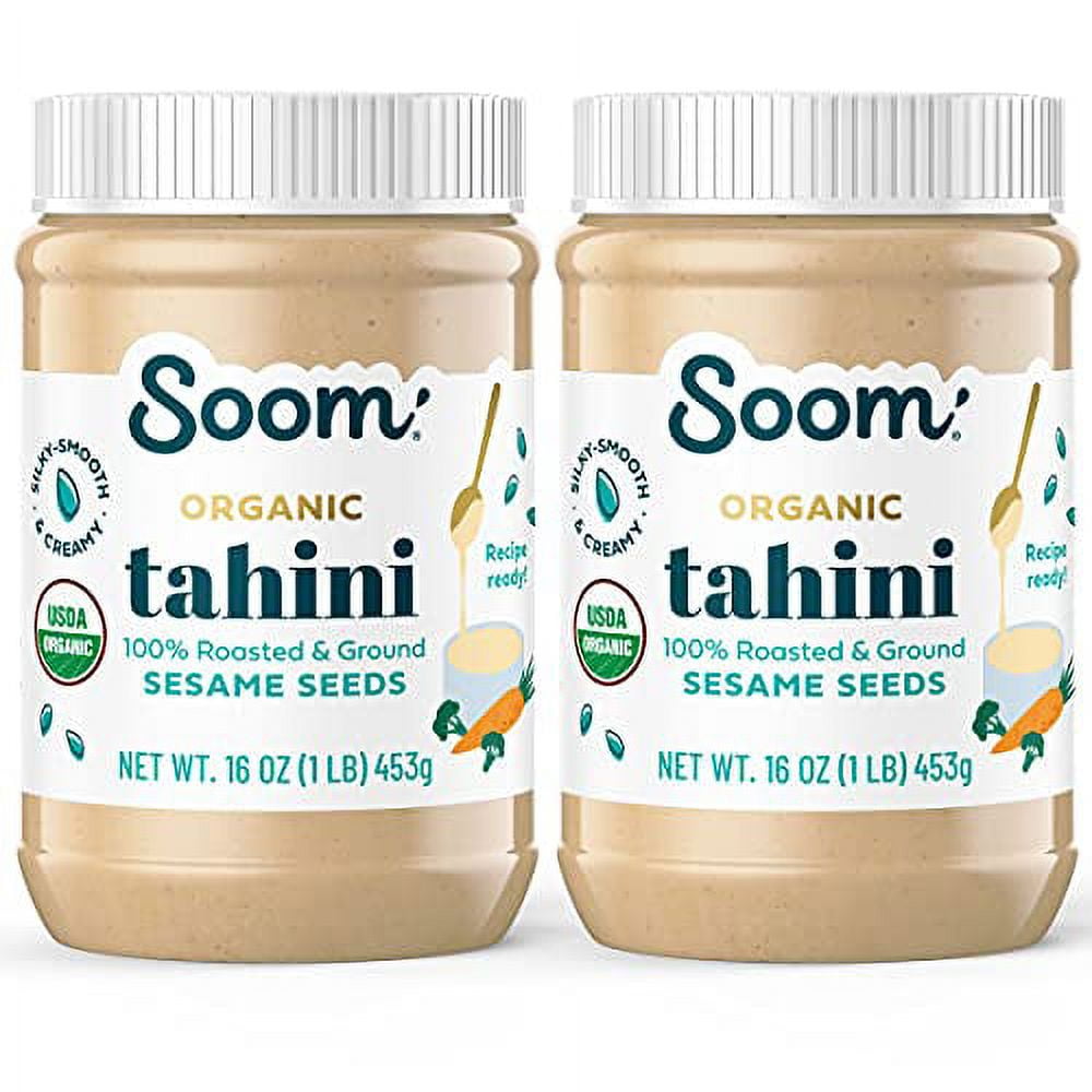 Soom Foods Organic Tahini 16oz (2 Pack) Roasted & Ground Sesame Seed