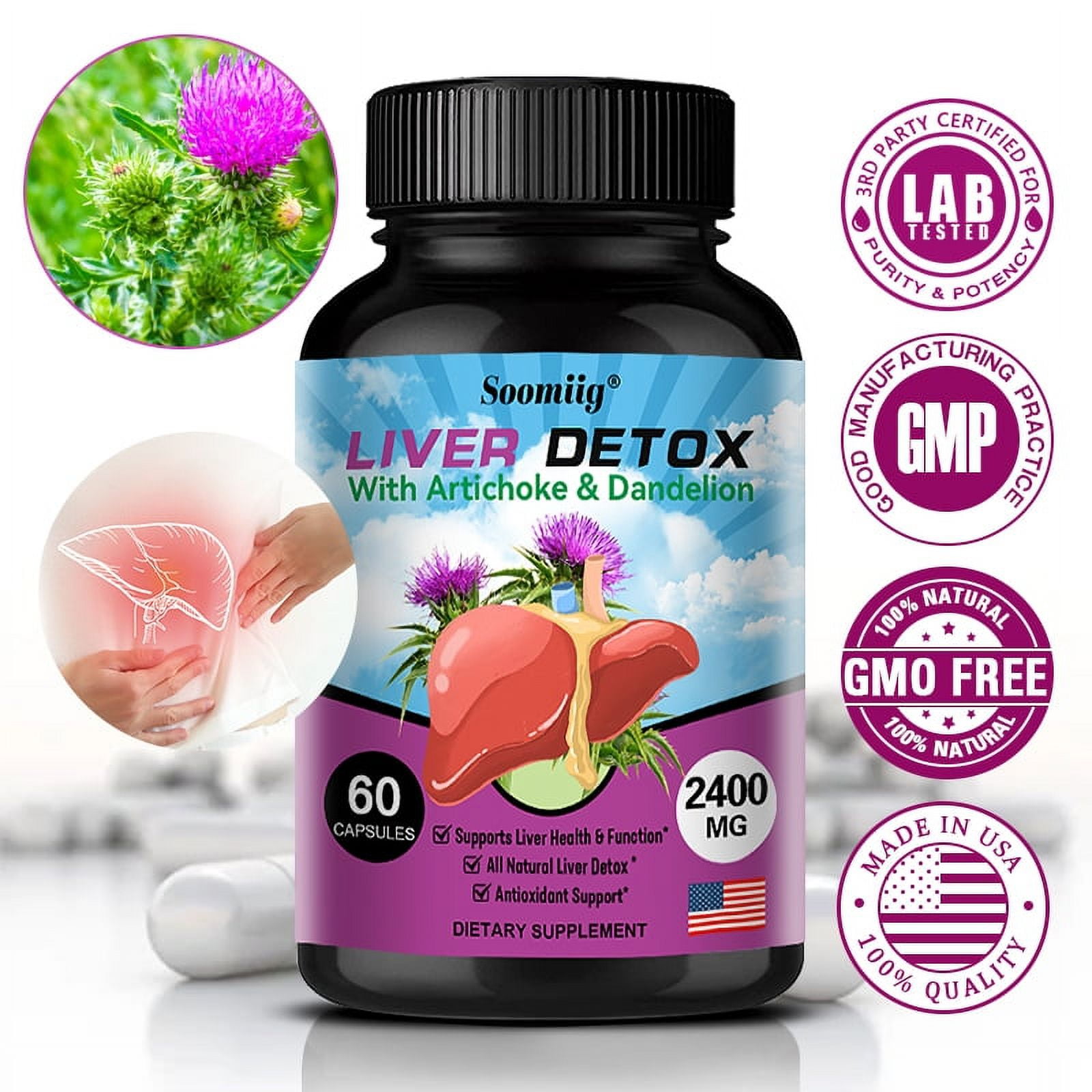 Soomiig Liver Detox Capsules Artichoke and Dandelion Extract Liver