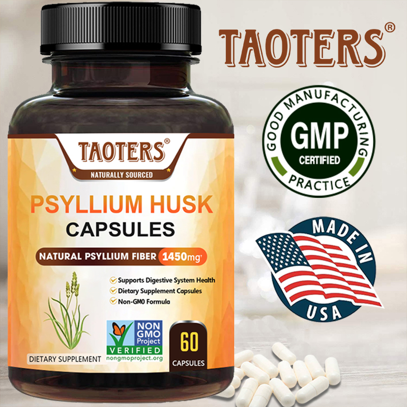 Taoters Psyllium Husk Capsules Premium Natural Soluble Fiber Supplement Psyllium Fiber helps