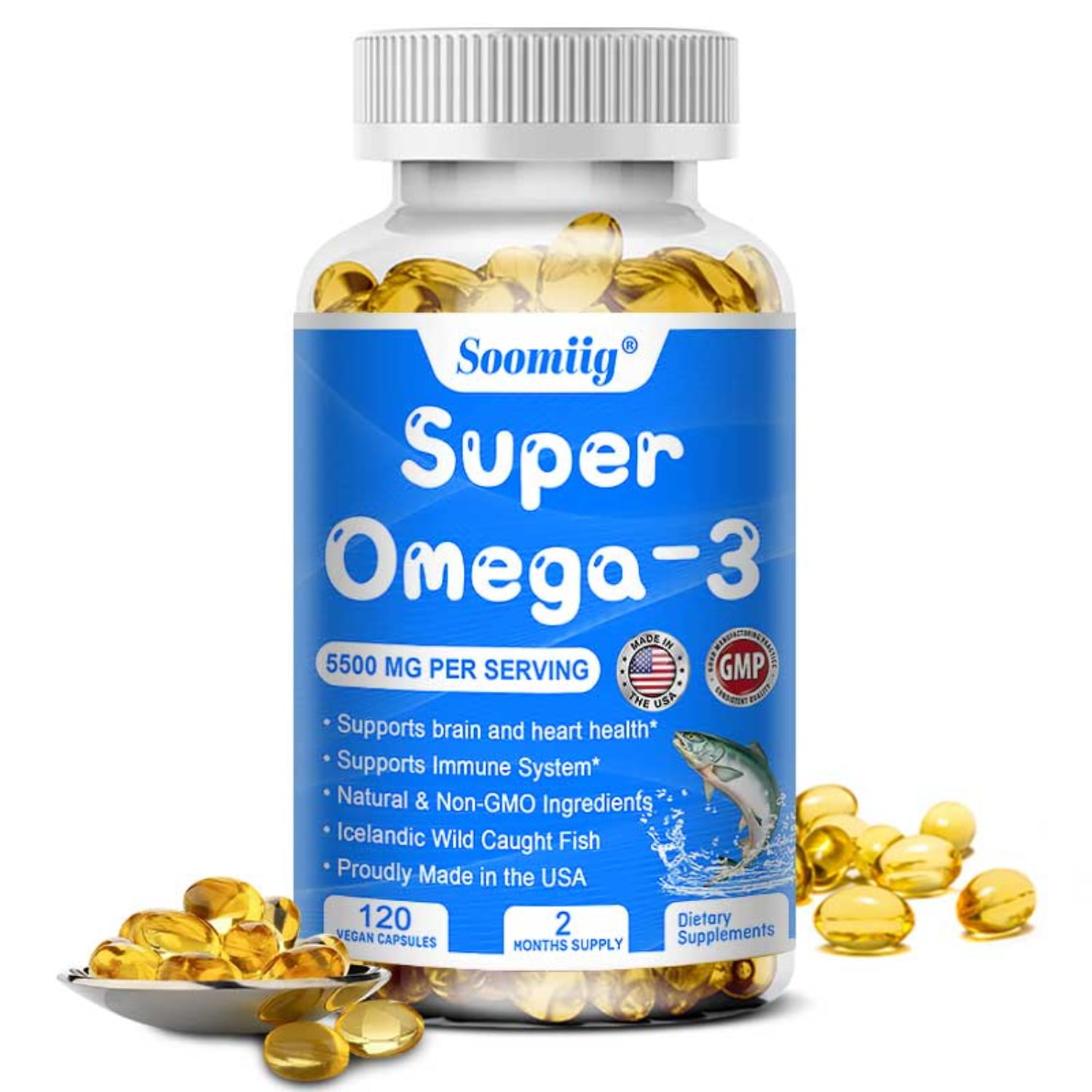 Soomiig Super Omega 3 Fish Oil Capsules support brain and nervous