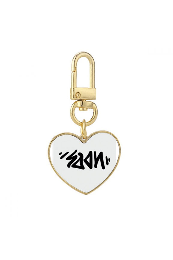 Soon Funny Quote Handwrite Gold Heart Keychain Metal Keyring Holder