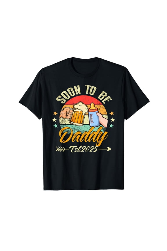 Soon To Be Daddy 2025 First Time Daddy 2025 Retro New Dad T-Shirt
