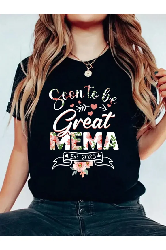 Soon To Be Great MEMAS Est. 2026 Shirt, Future Great Grandma Pregnancy Announcement T-Shirt, Cute Floral Hearts Expecting Grandparent Gift Tee