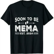 Soon To Be Mema Est 2024 Mother's Day First Time New Mom T-Shirt Black