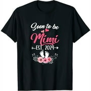 Soon To Be Mimi Est 2024 Mothers Day First Time Mimi T-Shirt Black