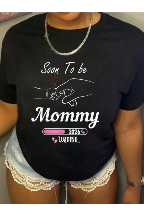 Soon To Be Mommy 2026 Loading Pregnancy Announcement Graphic T-Shirt Funny Retro Expecting Mother Apparel New Mom Gift Tee
