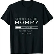 Soon To Be Mommy Est 2024 Promoted to Mom 2024 New Mama T-Shirt Black