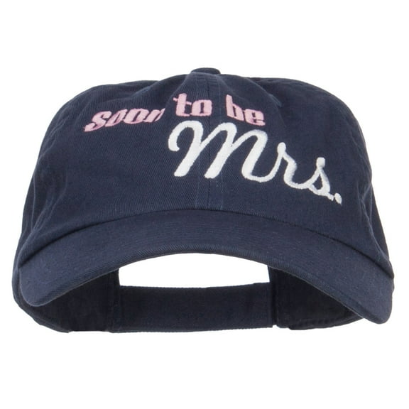 Soon To Be Mrs Embroidered Low Cap - Navy OSFM