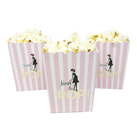 Soon To Pop Popcorn Candy &amp; Favor Boxes, Baby Girl, Small Size, 20 Count (Soft Pink)