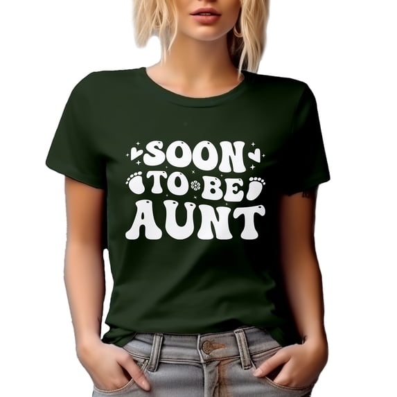Soon to Be Aunt, Pregnancy Announcement, Baby Shower, Retro Wavy Text, Military Green T-Shirt, 2XL