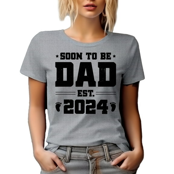 Soon to Be Dad 2024, Baby Shower or Gender Reveal Party, Heather Grey T-Shirt, Medium