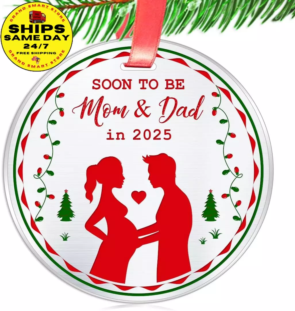 Soon to Be Mom & Dad in 2025 Christmas Ornament, Christmas Tree Decor, Ceramic Ornament Gift