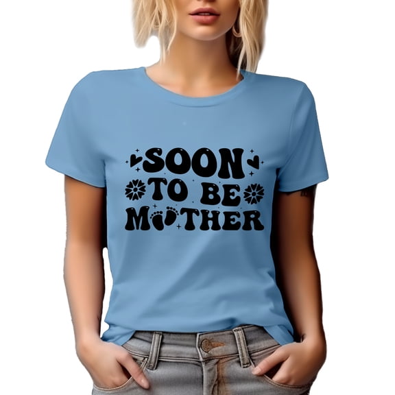 Soon to Be Mother, Pregnancy Announcement, Baby Shower or Gender Reveal Party, Baby Blue T-Shirt, Medium