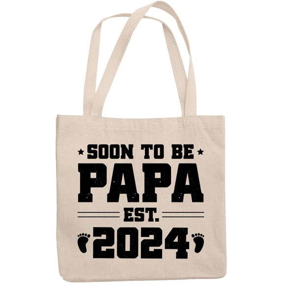 Soon to Be Papa Est. 2024, Baby Shower or Gender Reveal Party, 12oz Canvas Tote Bag