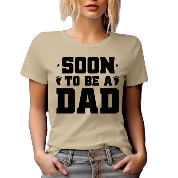 Soon to Be a Dad, Pregnancy Announcement, Gender Reveal or Baby Shower Party, Tan T-Shirt, Small