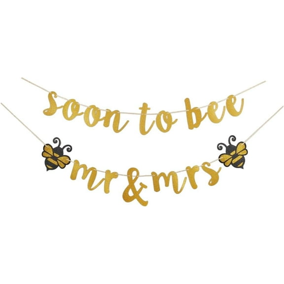 Soon to Bee Mr & Mrs Banner, Bumble Bee Themed Party Sign, Wedding/Engagement/Bridal Shower/Bride/Groom/Bachelorette Party Decorations