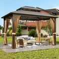 thumbnail image 1 of Soonbuy 10*12 FT Heavy Duty Double Roof Outdoor Gazebo, with Netting and Sunshade Curtains, 1 of 8