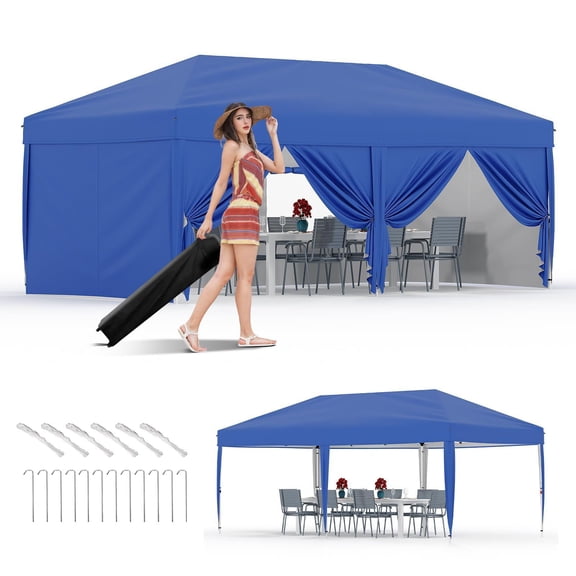 Soonbuy 10'x20' Instant Pop-Up Canopy Tent, 6 Removable Sidewalls