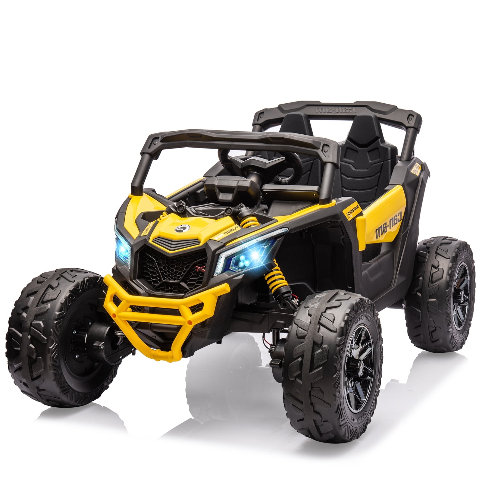 12V Yellow Off-Road UTV Car with LED Lights and Remote Control
