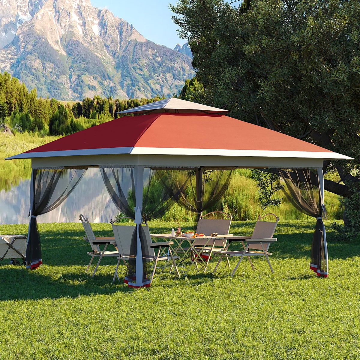 Soonbuy 13x13 Outdoor Gazebo,Canopy Tent with Mosquito Netting,Outdoor Gazebo for Backyard & Patio Furniture