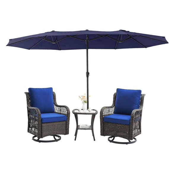 Soonbuy 15ft Extra Large Patio Umbrella, with Crank Handle, UV-Resistant, for Poolside, Deck, Garden, Backyard Shade
