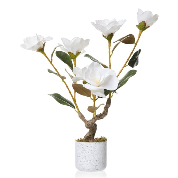 Soonbuy 24 Inch Artificial Orchid Flowers, Faux Orchid Plants in White Planters with Blooms, Realistic Fake Flowers for Living Room, Bathroom, Kitchen, Office Decor