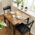 thumbnail image 1 of Soonbuy 3 Piece Apartment Small Spaces Iron Upholstered Dining Table with Chair Rustic Brown, 1 of 6