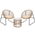 thumbnail image 1 of Soonbuy 3 Piece Outdoor Seating Acapulco Chair，Glass Top Side Table and 2 Chairs with Cushions PE Rattan All-Weather Patio Conversation Bistro Set for Patio Gardenet, 1 of 8