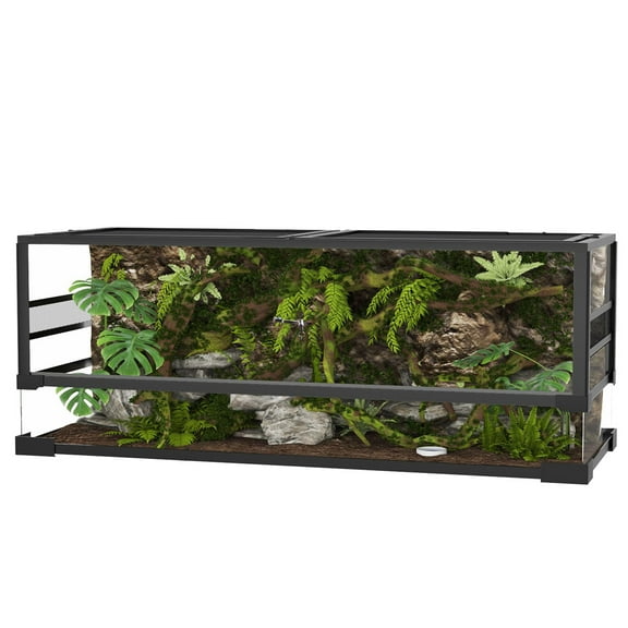 Soonbuy 34 Gallon Reptile Terrarium Tank with Top & Side Screen Ventilation Reptile Terrarium Toughened Glass Reptile Tank, Double Hinge Door&Anti Escape for Lizard Snake,24"x18"x18",Easy Assembly