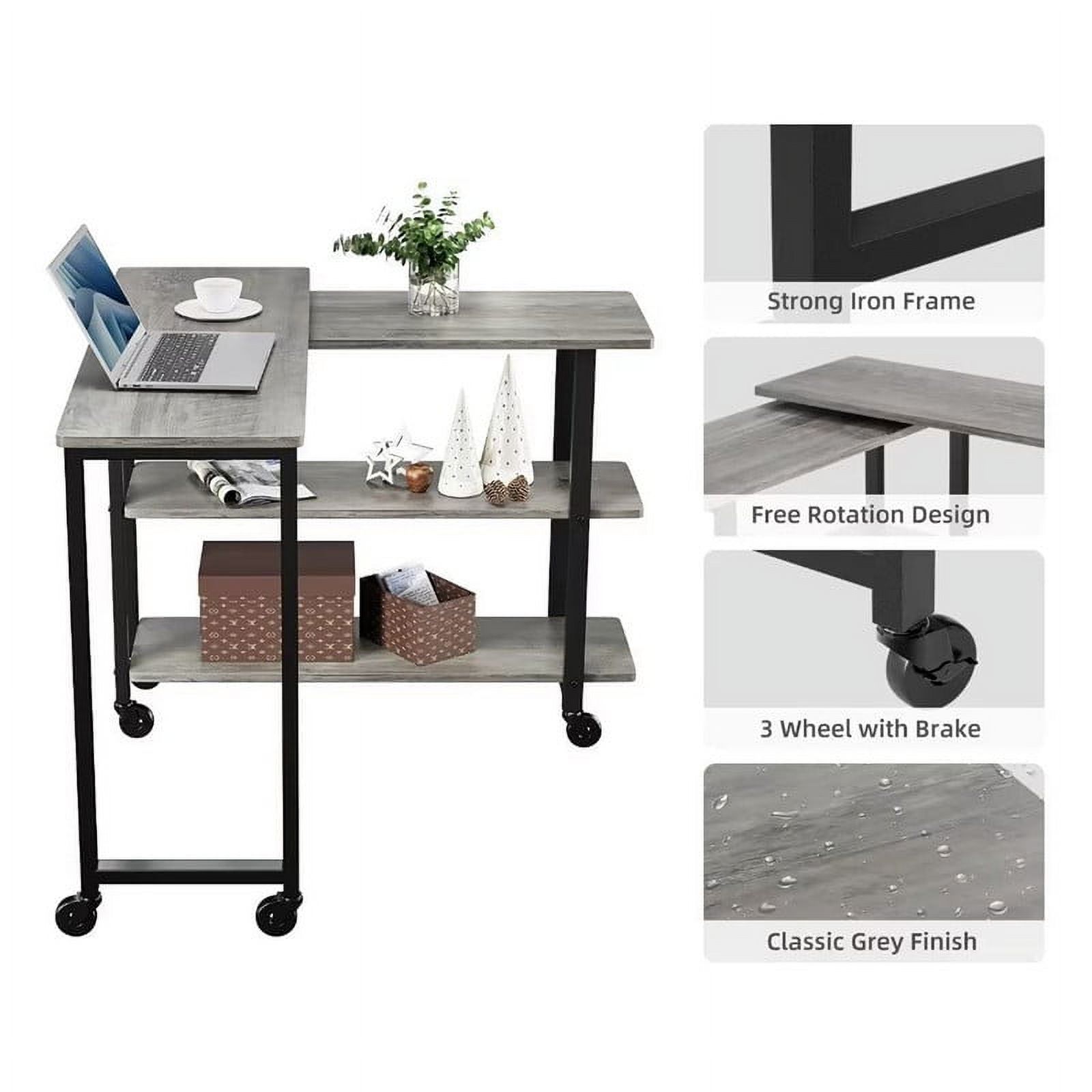 Soonbuy 360°Free Rotating Sofa Side Table, L Shape Movable Laptop Table