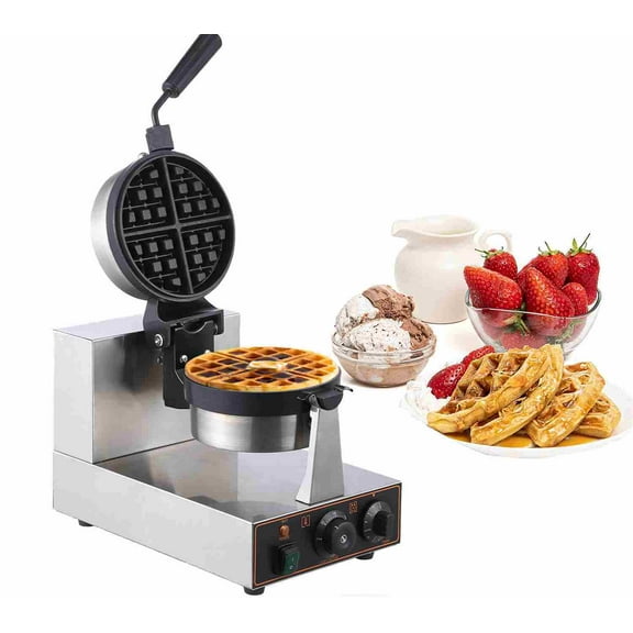 Soonbuy 360° Rotating Electric Waffle Making Machine ,Non-stick Stainless Steel, Temperature Adjustable