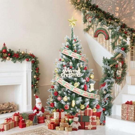 Soonbuy 4.5FT/6FT/7.5FT/9FT Realistic Artificial, Full PE Branch Design with Hinged Sections, Foldable Metal Base for Easy Storage, Holiday Decor for Home, Office, and Party Settings